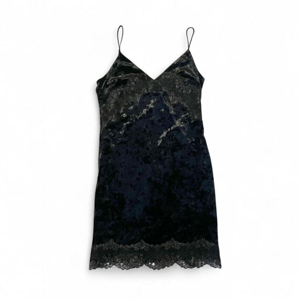 Black Topshop Velvet Lace Slip Dress